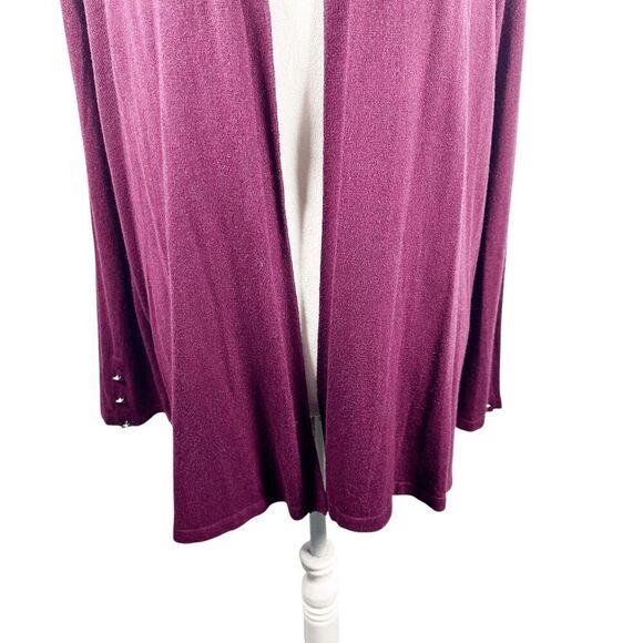 Chicos Red Wine Open Cardigan Long Length Touch of Cashmere Size 3 = XL NEW - Picture 7 of 10